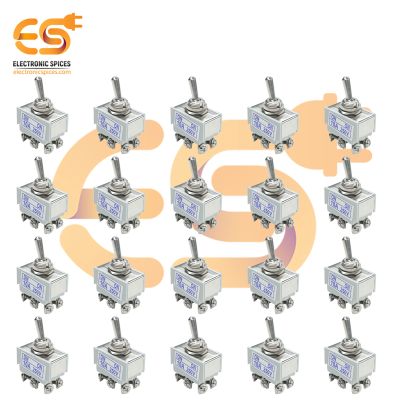 10A 250V 6 Pin Mini Toggle Switch ON / ON White Color Pack of 25